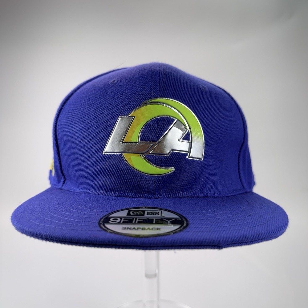 Rare Metallic Logo New Era 9Fifty SnapBack Hat NFL Los Angeles LA Rams VG+\EX